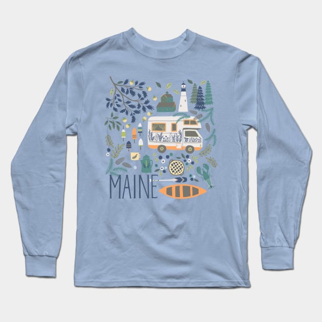 Road Trip to Maine Long Sleeve T-Shirt by YuanXuDesign